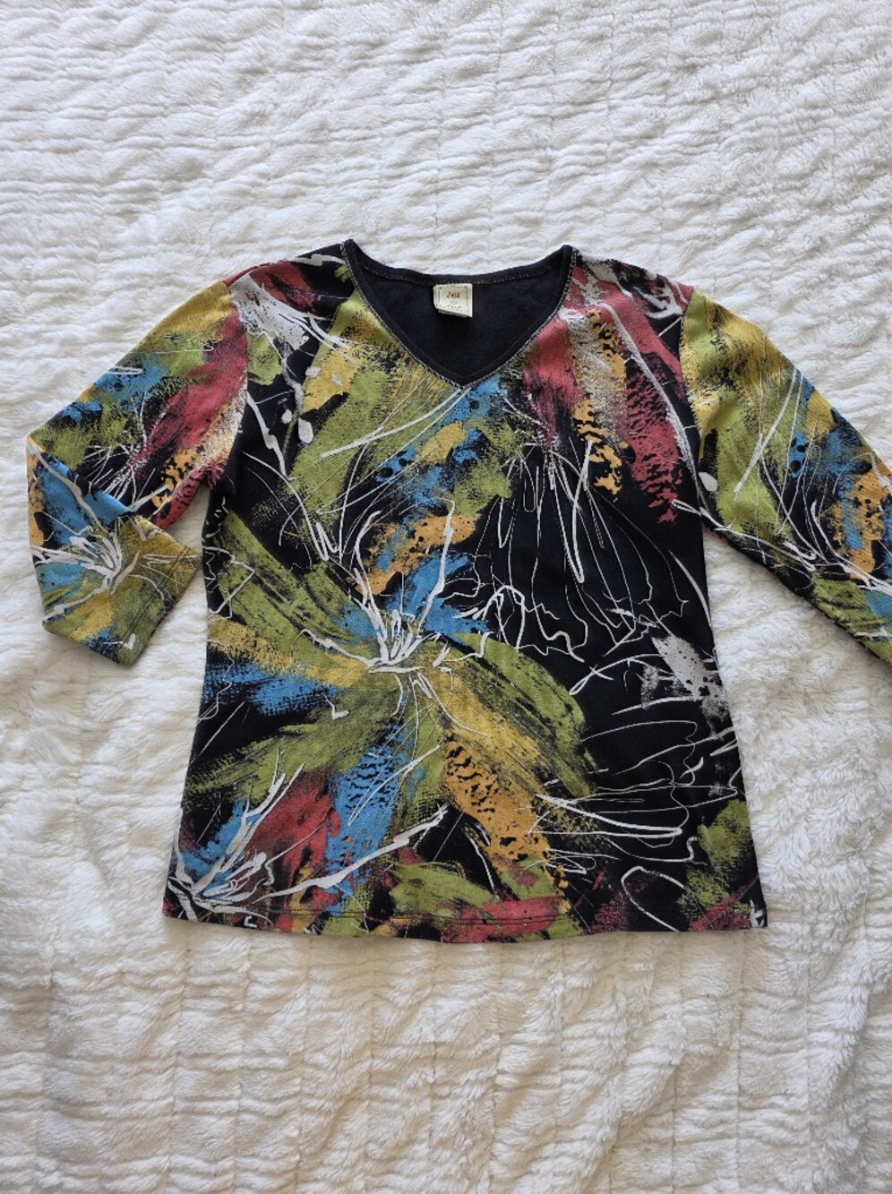 Men's Black Multicolor Abstract Print Sweater